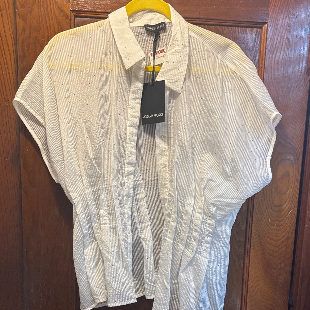 Modern Works White Striped Women's Blouse